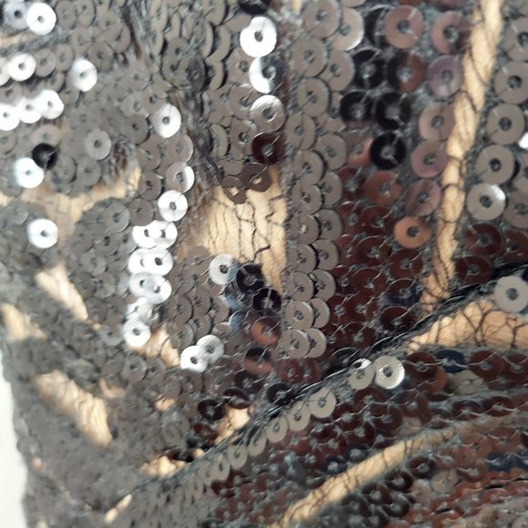 NWT Monique LHuillier Black Sleeveless Dress with Sequin Lace Upper Sz 8 - Picture 12 of 17